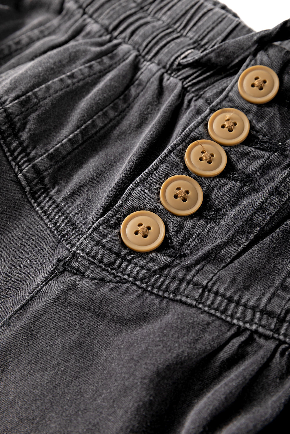 Carbon Grey Mineral Wash Button High Waist Wide Leg Jeans