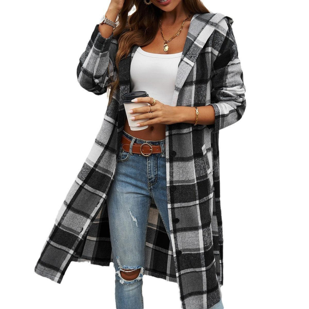 Hooded Checkered Cowgirl Jacket Model Checkerboard Outerwear