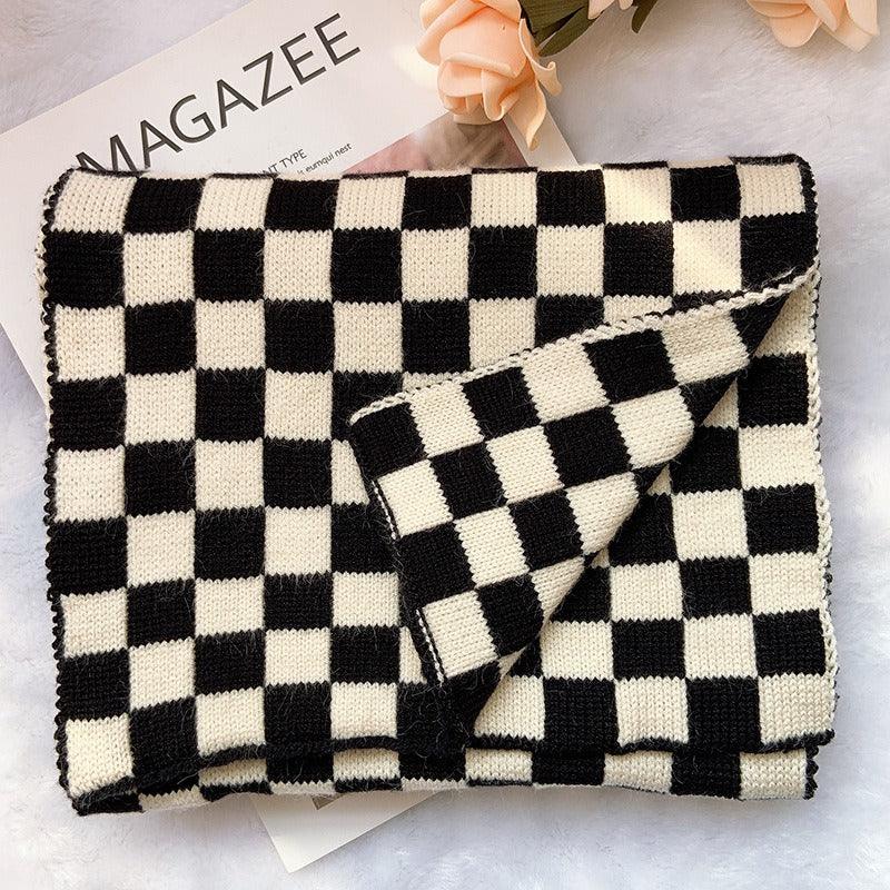 Cowgirl Chic Checkerboard Knitted Scarf CC-CKS-01 Black and White