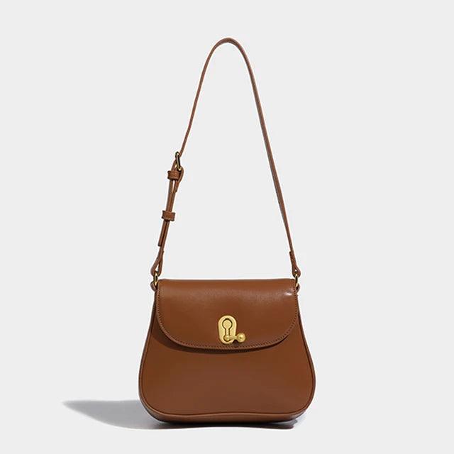 Luxury Retro Cowgirl Saddle Bag Genuine Leather Brown Handbag Lrc-Sb01