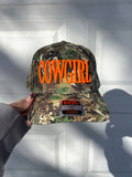 Camo Neon Cowgirl Embroidered Trucker Hat 