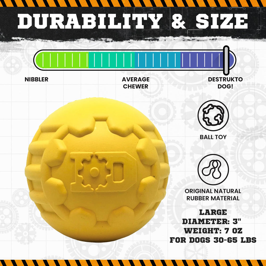 SodaPup Industrial Dog Ball Ultra Durable Rubber Chew Toy For Heavy Chewers USA