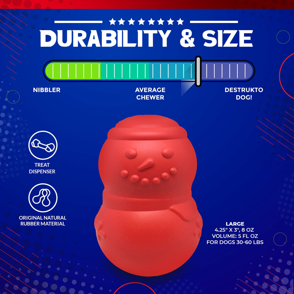 Snowman eDispenser Durable Rubber Chew Toy and Treat Dispenser for Large Dogs