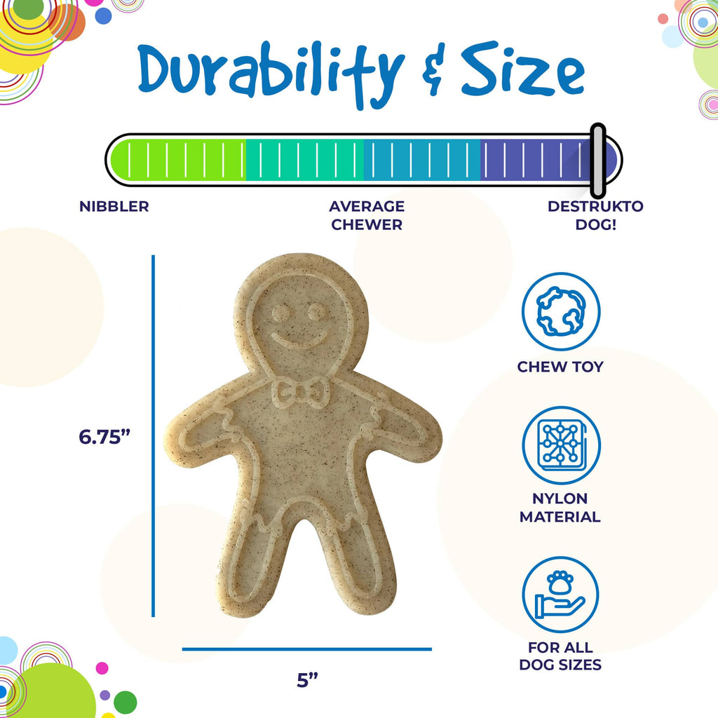 SodaPup Gingerbread Man Nylon Dog Chew Toy for Aggressive Chewers