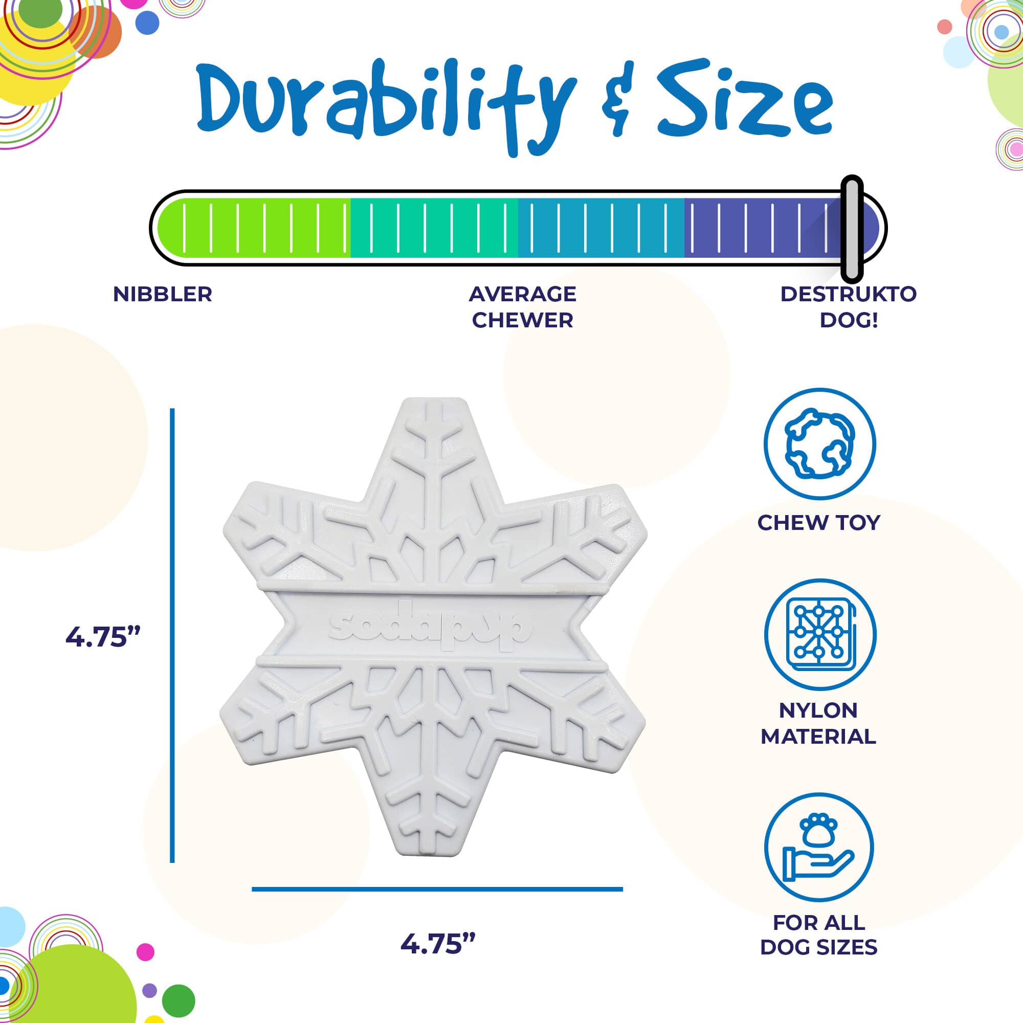 Snowflake Nylon Dog Chew Toy For Aggressive Chewers Model eChew