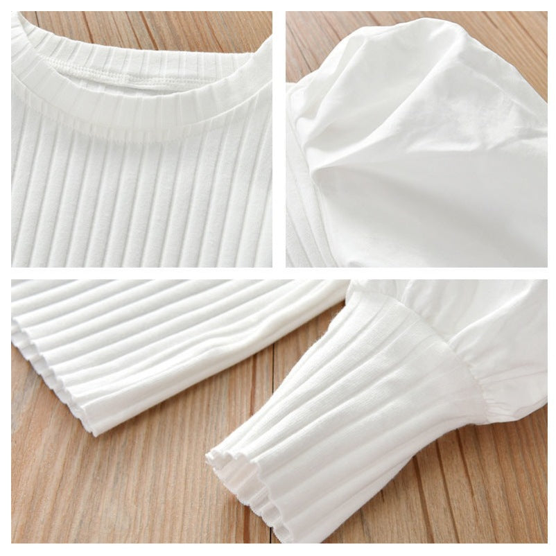 Girls Western Style Long Puff Sleeved Shirt