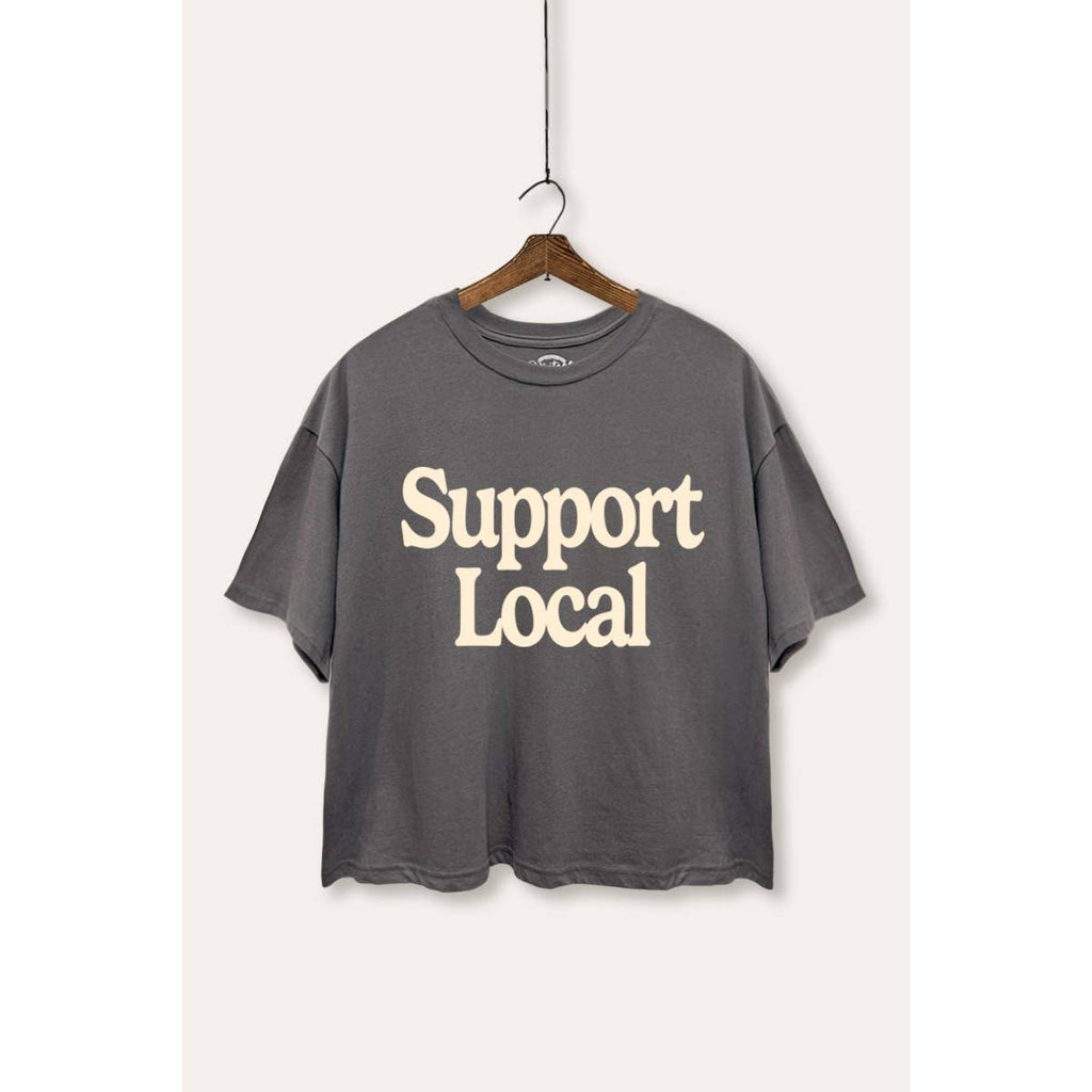 Support Local Graphic Boxy Crop Top