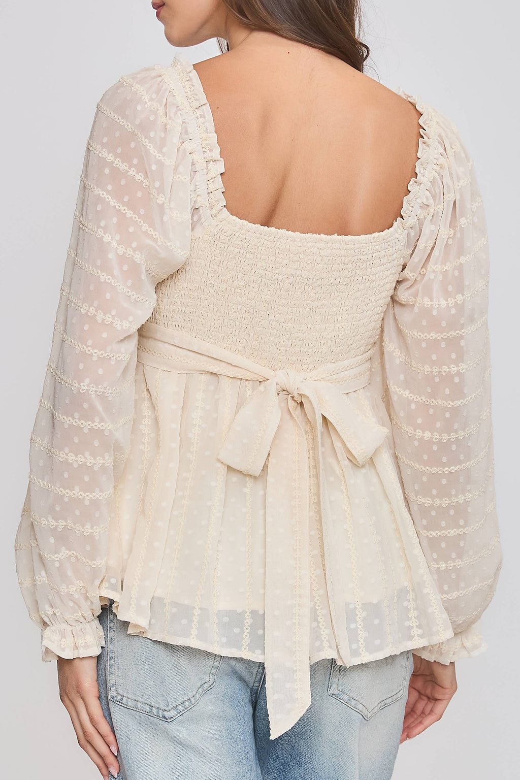 Long-Sleeve Belted Blouse