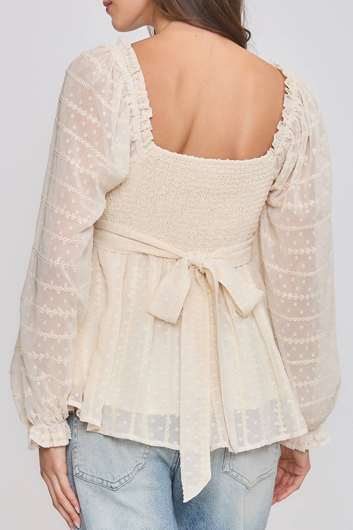 Long-Sleeve Belted Blouse