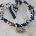 Derby Days Midnight Navy Horse Medallion Scarf Necklace Wrap