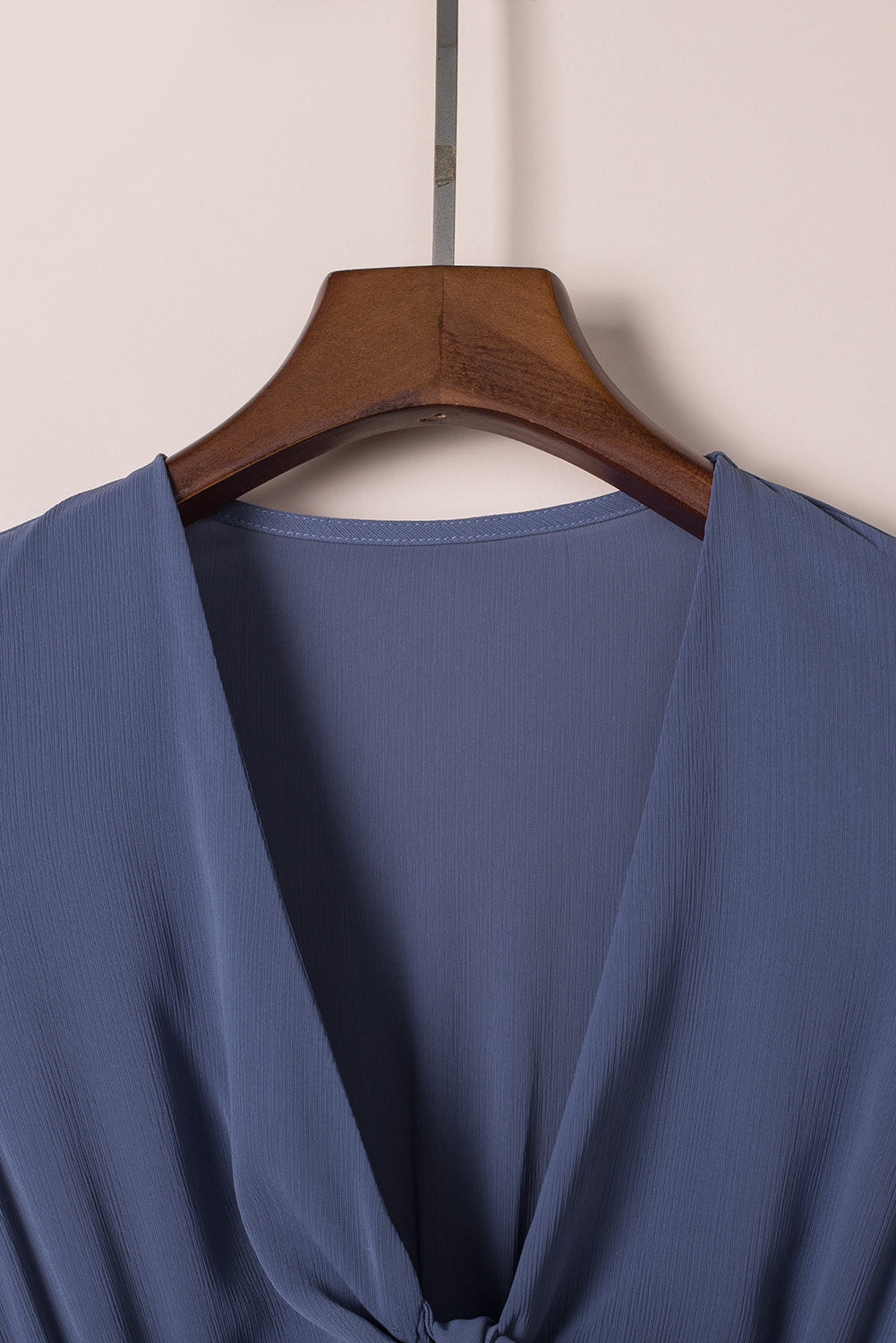 Blue Deep V Neck Self-tie Knotted Front Layered Flare Mini Dress