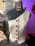 Ivory Concho Button One-Shoulder Vest