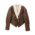 Chic French Waist Suede Jacket Outerwear Lace Closure