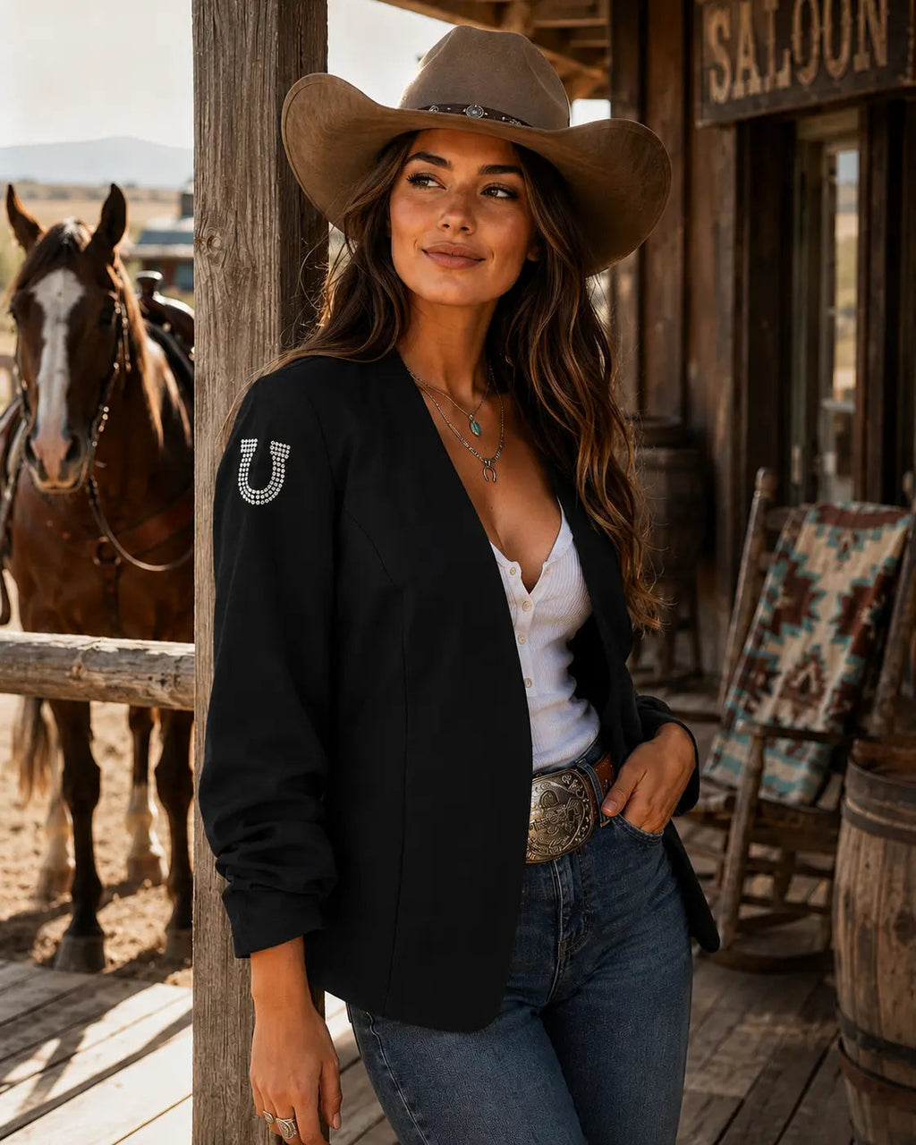 Rhinestone Horseshoes Blazer