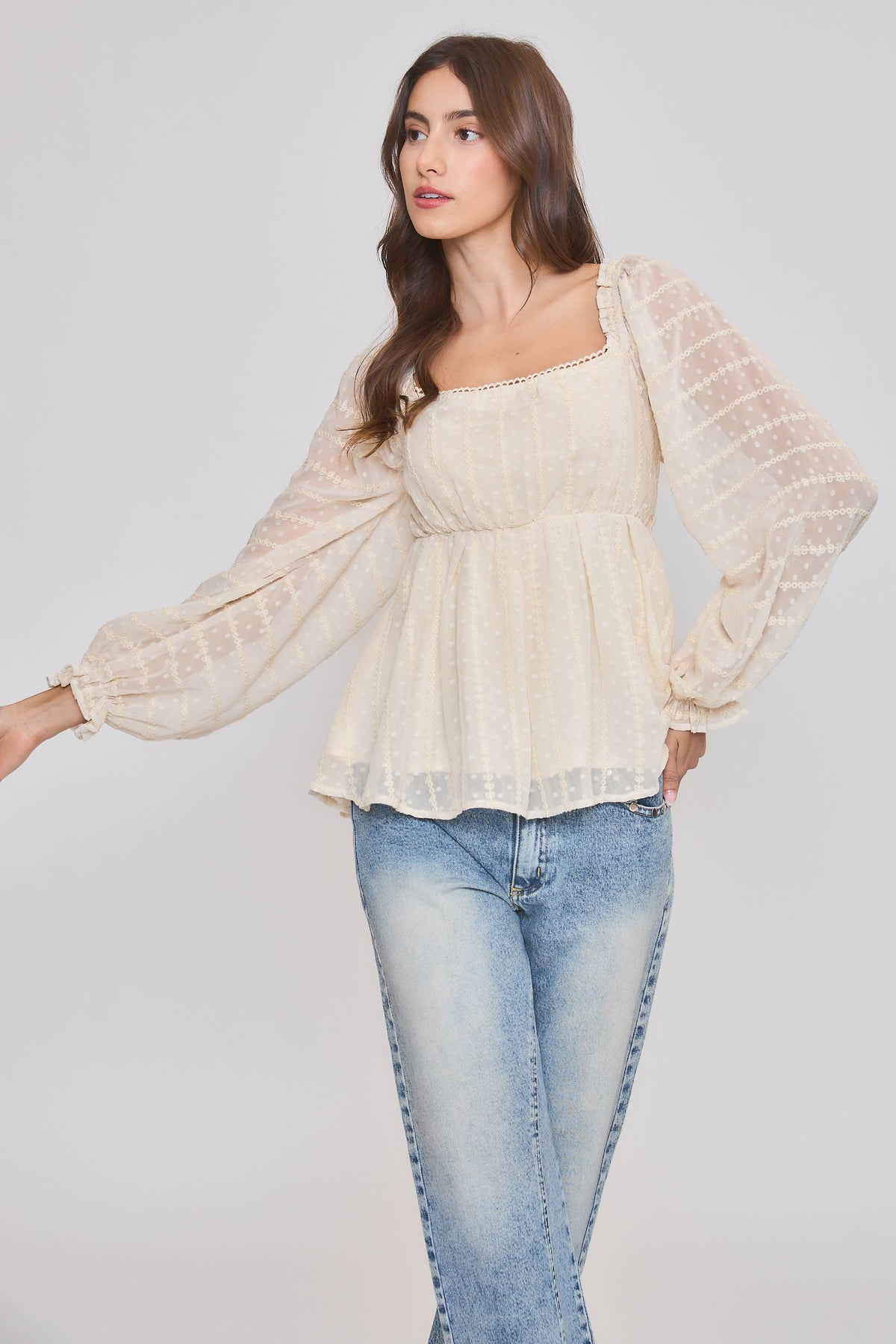 Long-Sleeve Belted Blouse