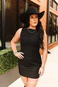 Black Boat Neck Luxury Feel Everyday Dress