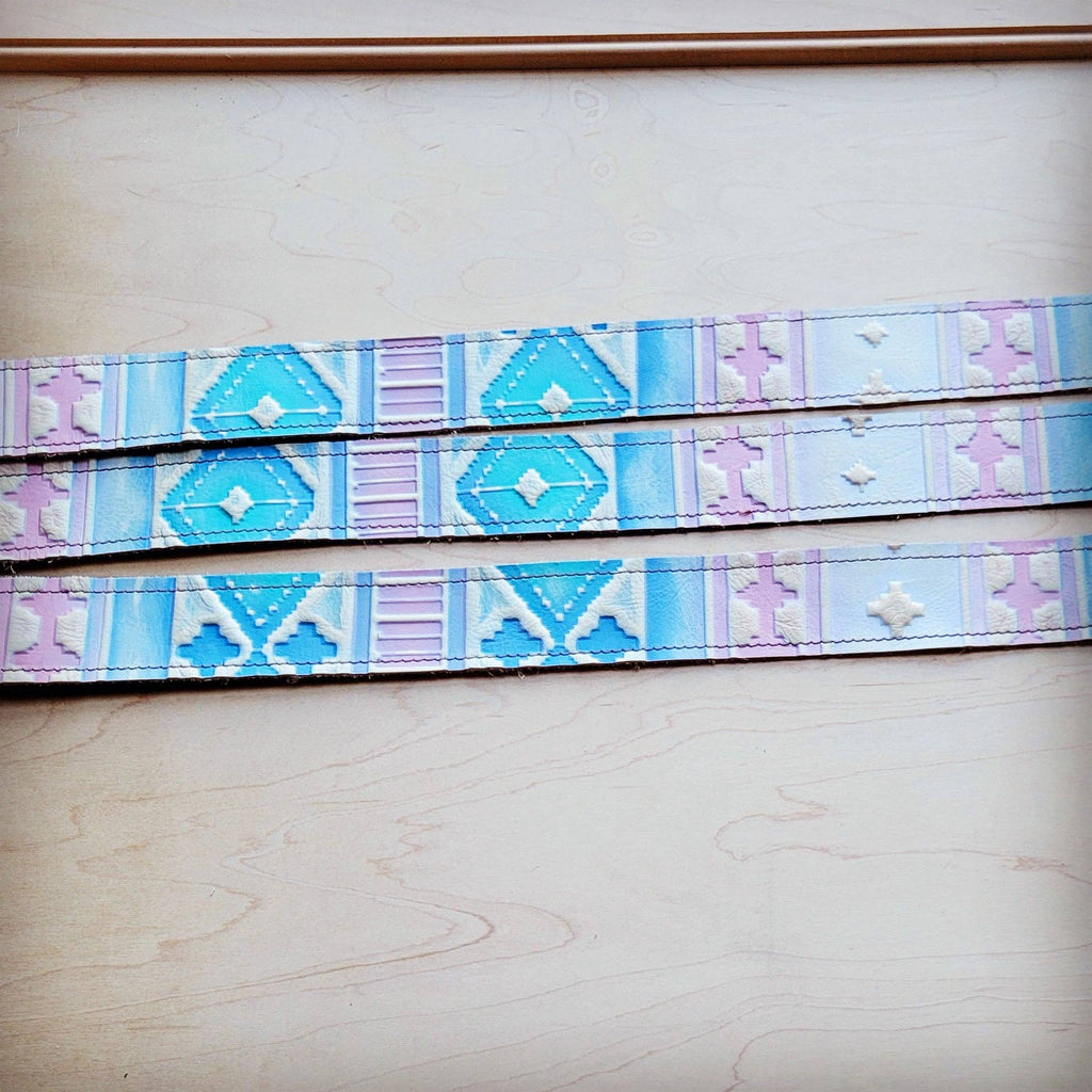 Pastel Leather Belt with Fringe