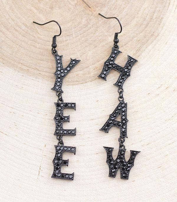Rhinestone Yeehaw Letter Earrings