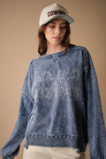 Horse Embroidery Stud Sweatshirt