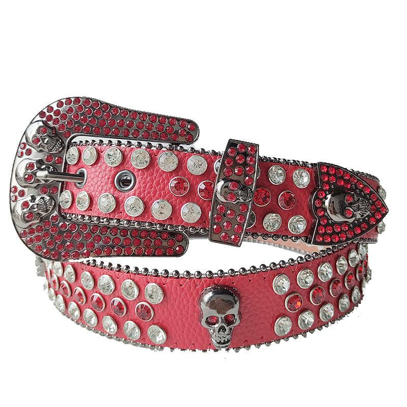 Skullduggery Western Rhinestone Belt Skull Studded Fashion Belt