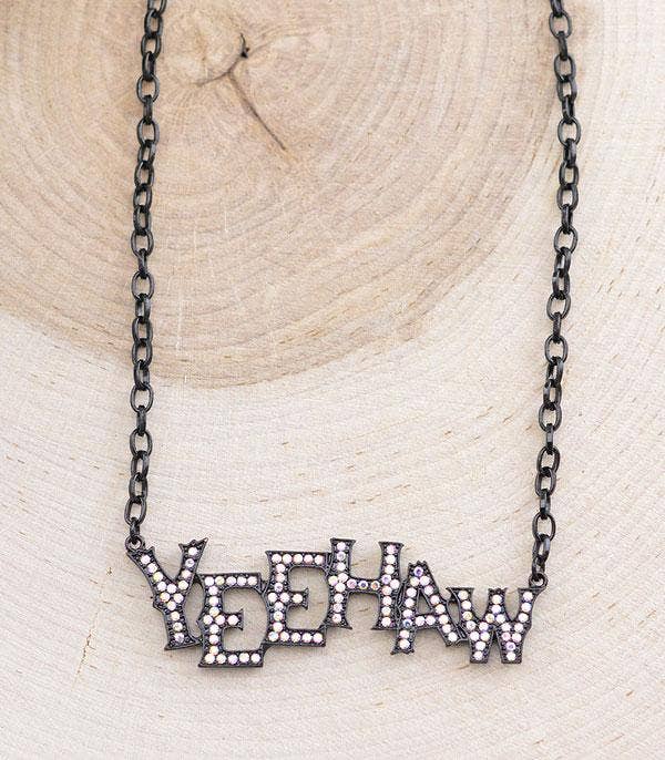 Rhinestone Yeehaw Letter Necklace