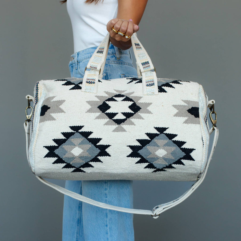 White, Black & Tan Western Duffel