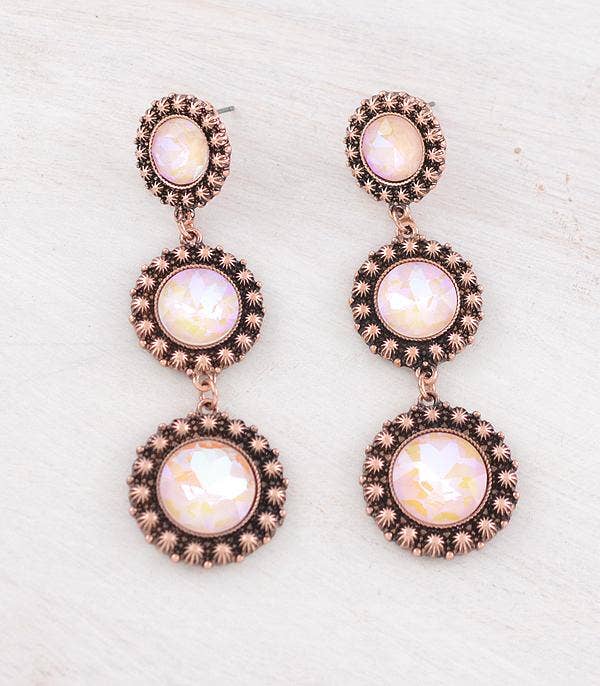 Glass Stone Concho Drop Earrings