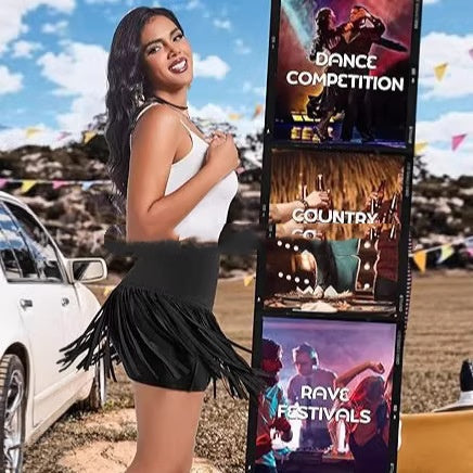 Womens Western Cowboy Fringe Mini Skirt
