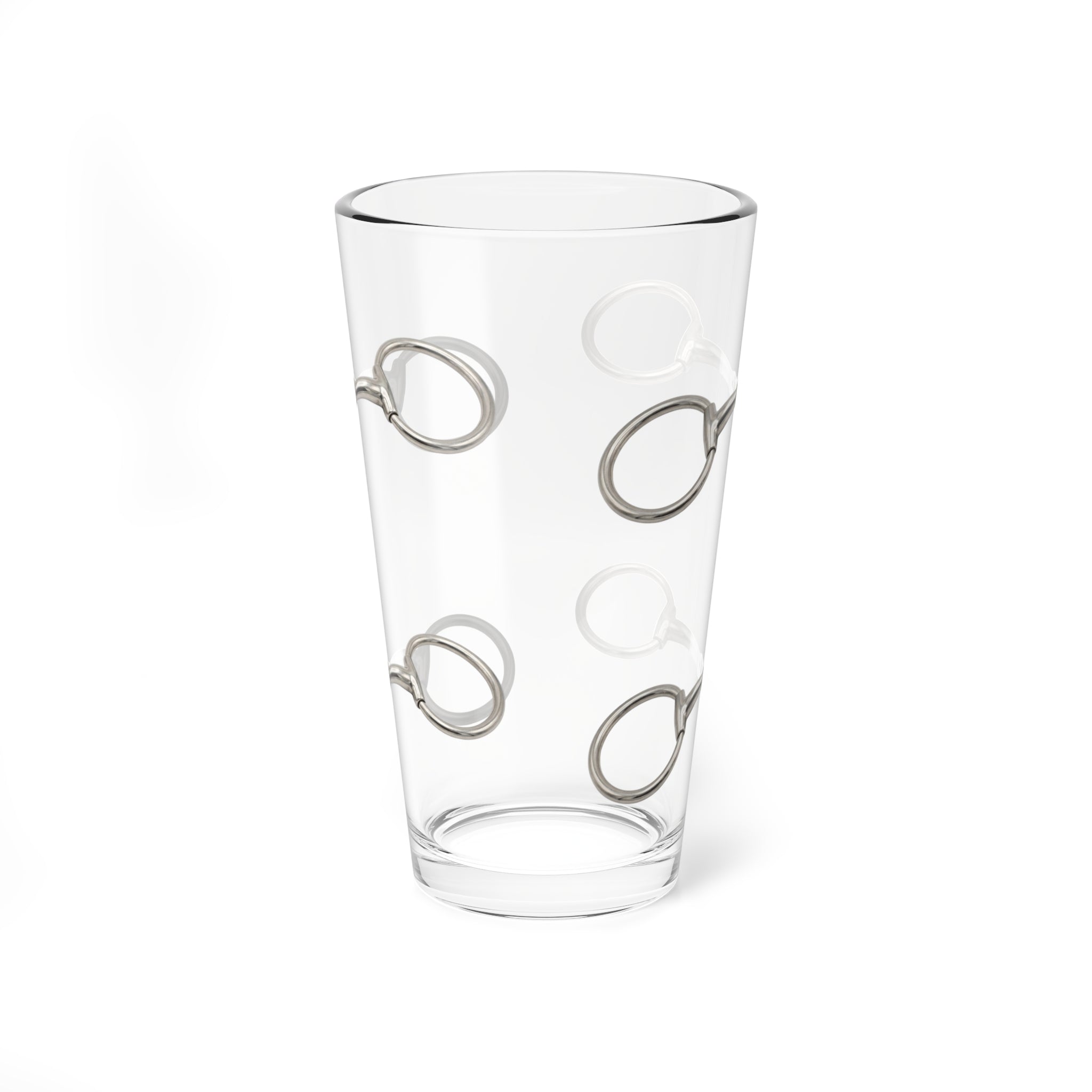 Silver Horsebit 16oz Mixing Glass — Elegant Cocktail Stirring Glass