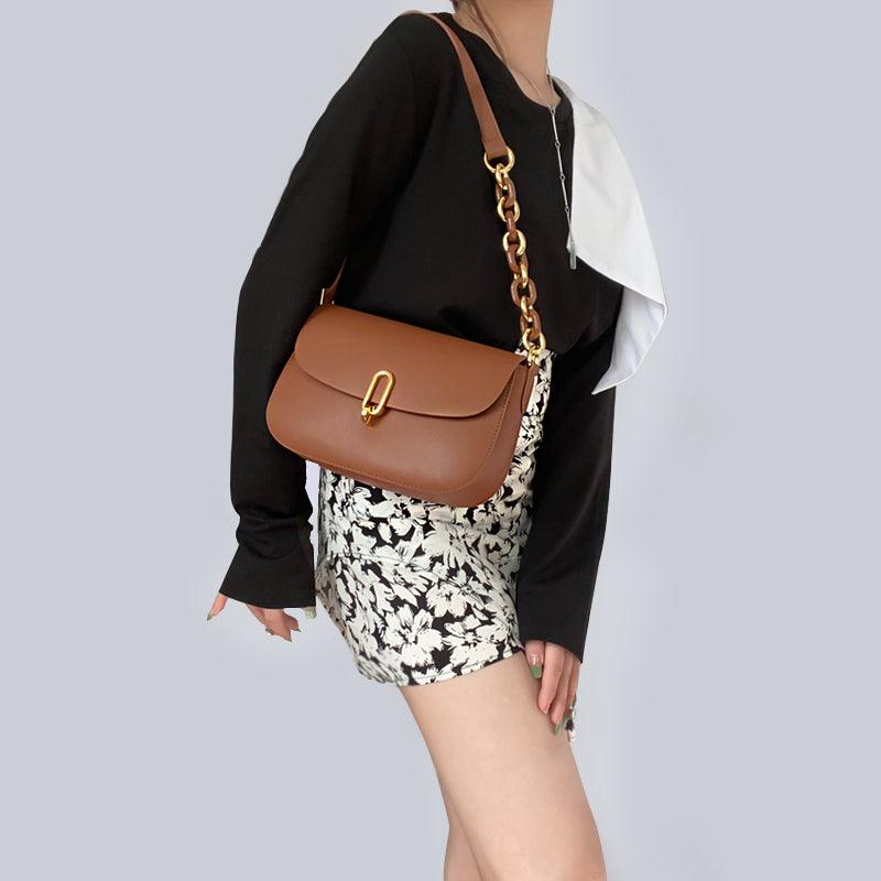 Saddle Bag Handbag For Women Retro Brown Genuine Cowhide Leather SB01