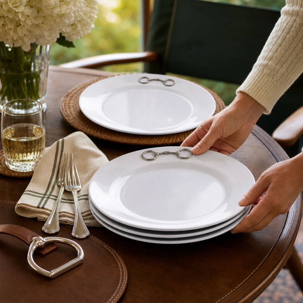 Equestrian Bit Melamine Lunch Plates - Set of 4