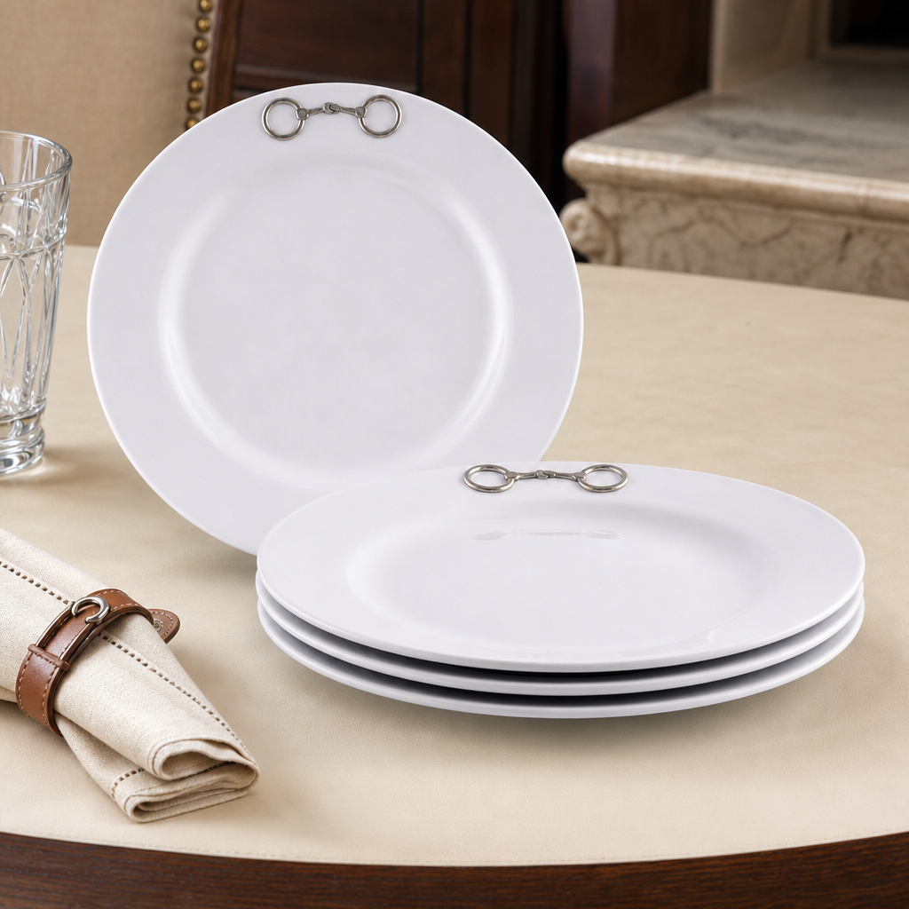 Equestrian Bit Melamine Lunch Plates - Set of 4