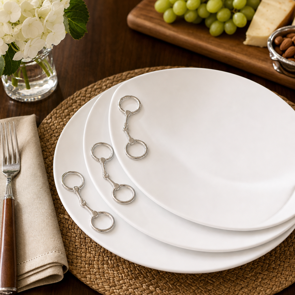Equestrian Bit Melamine Lunch Plates - Set of 4