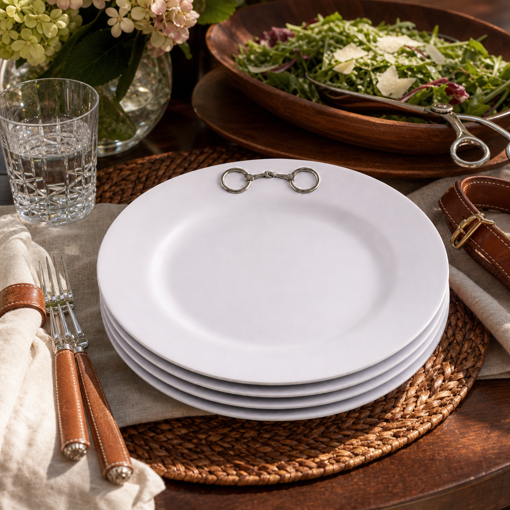 Equestrian Bit Melamine Lunch Plates - Set of 4