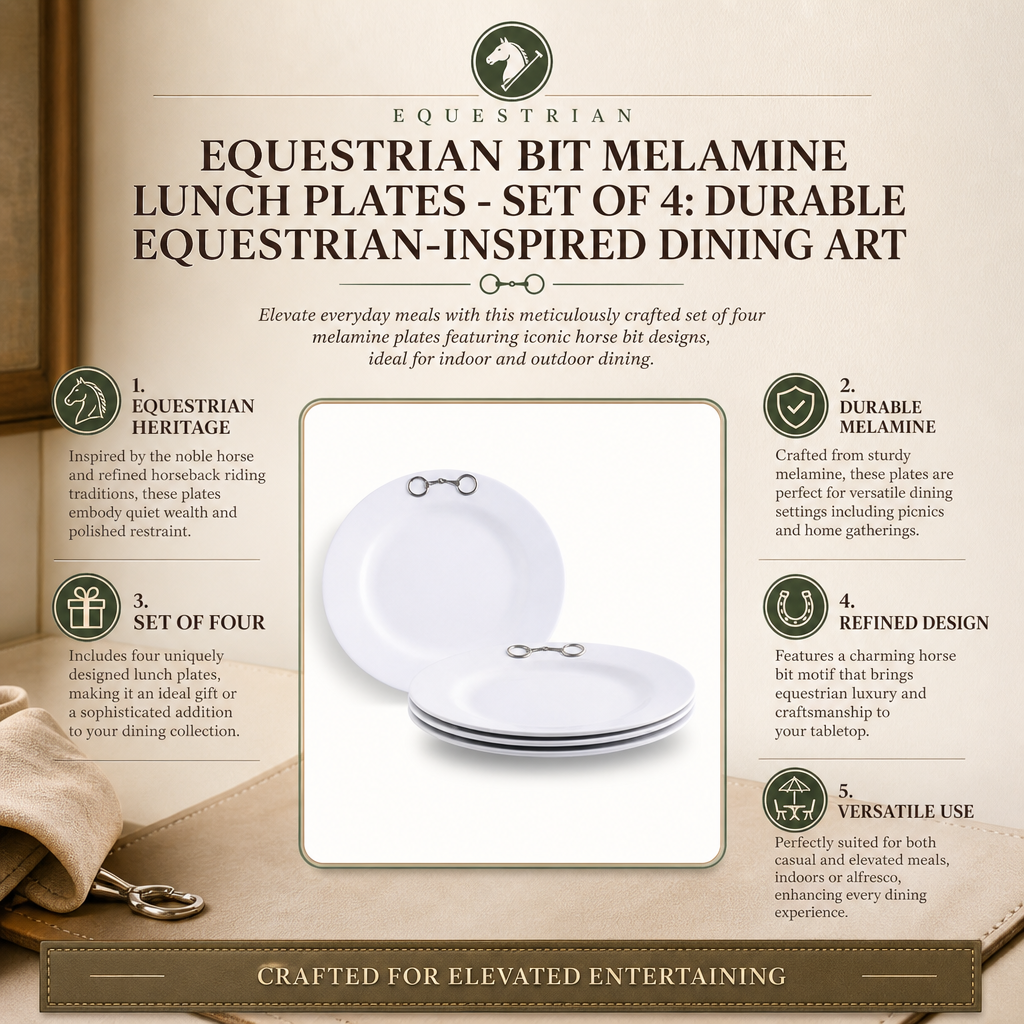 Equestrian Bit Melamine Lunch Plates - Set of 4