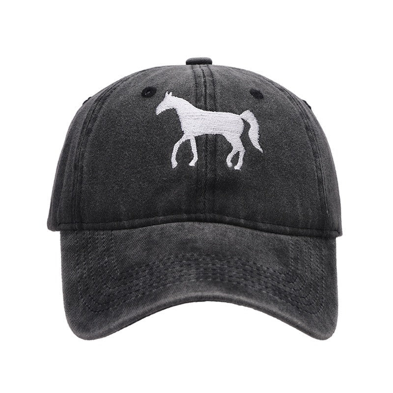 Horsing Around Distressed Cowgirl Baseball Cap Adjustable Embroidered Horse