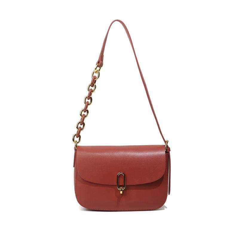 Saddle Bag Handbag For Women Retro Brown Genuine Cowhide Leather SB01