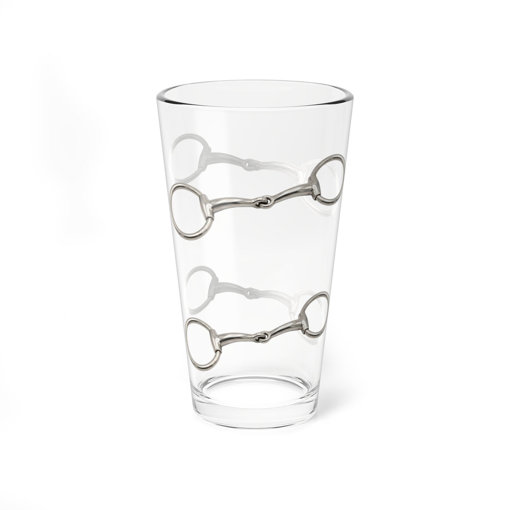 Silver Horsebit 16oz Mixing Glass — Elegant Cocktail Stirring Glass