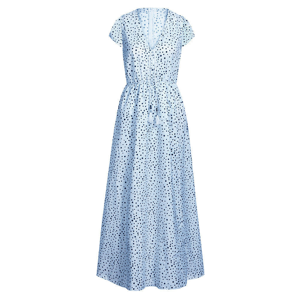 Sunset Dreams Polka Dot Boho Dress Casual Daywear Model 01