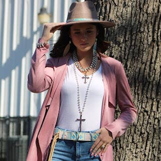 Pastel Leather Belt with Fringe