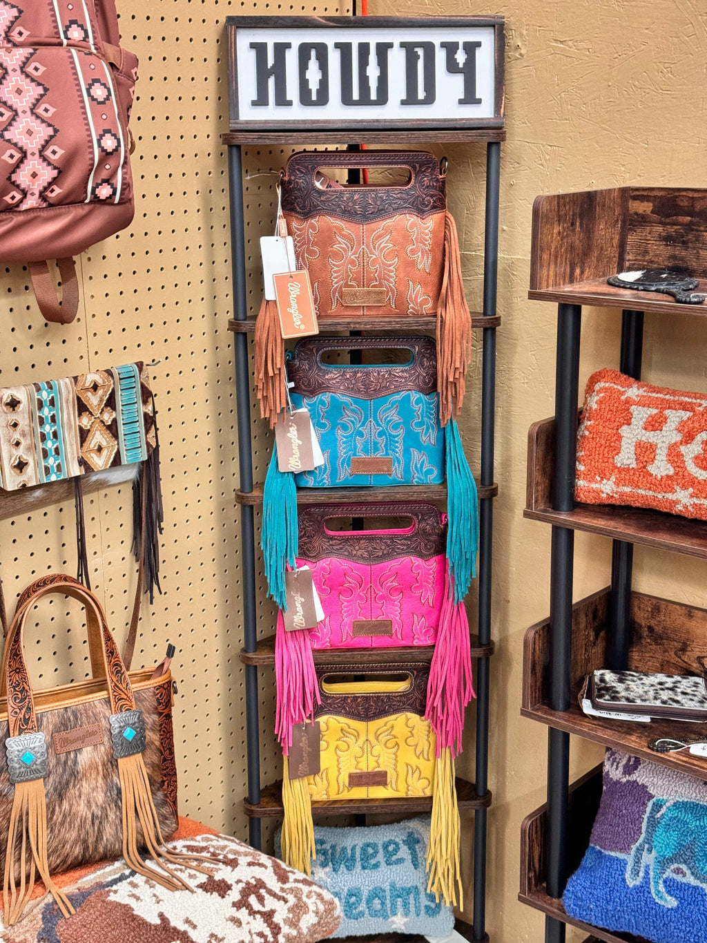 Wrangler Top Handle Embroidered Fringe Tote/Crossbody