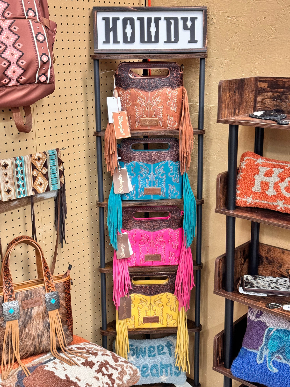 Wrangler Top Handle Embroidered Fringe Tote/Crossbody