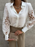 Luxe Lace Button Up Top Cotton Blouse With Lace Details Model LLBT01
