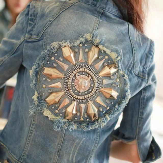 Cute Diamonds Diamond Encrusted Denim Jacket Half Sleeve HDJ001