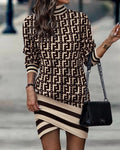 Wild West Chic Cowgirl Dress Long Sleeve High Neck Irregular