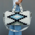 White, Black, Lt. Blue & Olive Western Duffel