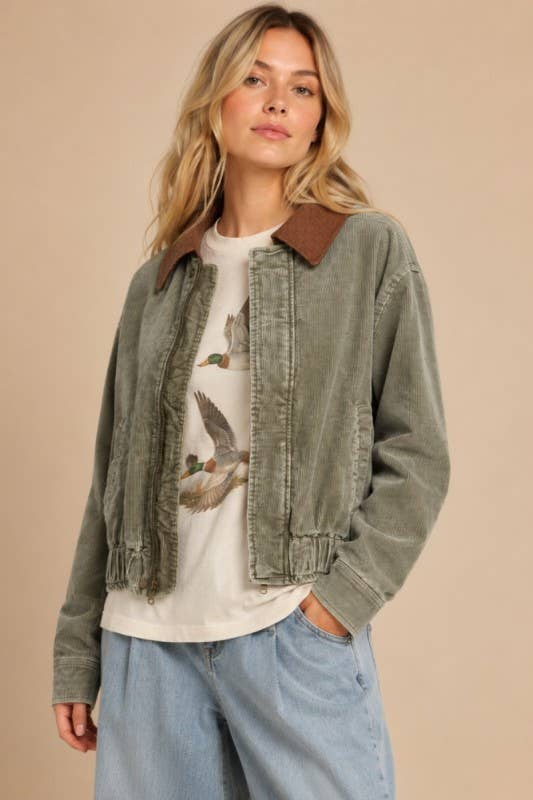Mineral Wash  Corduroy Bomber Jacket