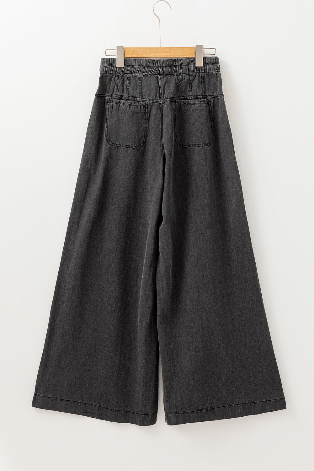 Carbon Grey Mineral Wash Button High Waist Wide Leg Jeans
