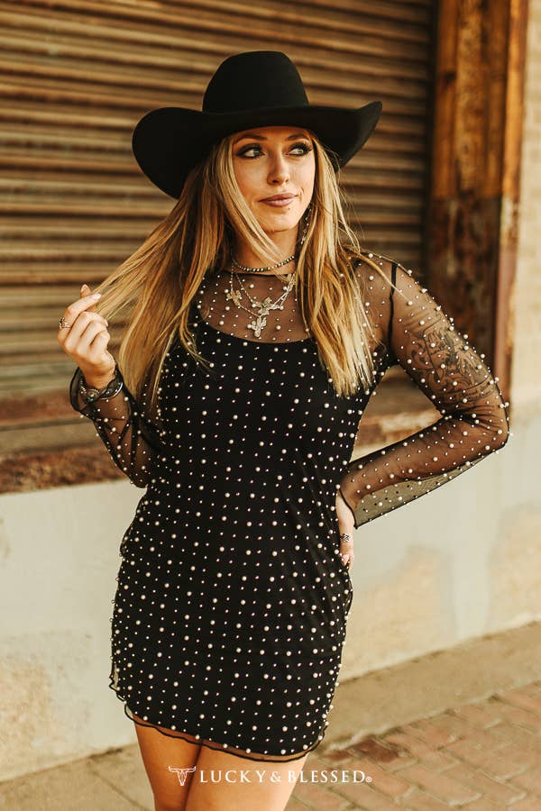Midnight Pearl Mesh Dress