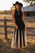 Noir Tulle Black Knit Maxi Dress